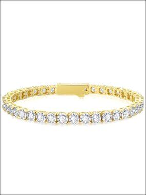 5A Cubic Zirconia Tennis Bracelet 14k Gold Plated Iced Out